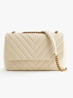 Quince Italian Leather Quiltet Convertible Crossbody Shoulder Bag In Cream EUC